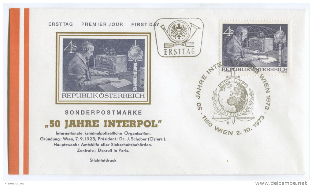 Police, Polizei - INTERPOL, Wien, Austria, 1973. FDC - Police - Gendarmerie