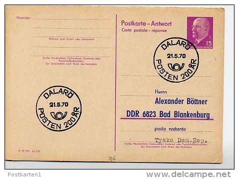 200 Years POST DALARÖ 1970 On East German Reply Postal Card Private Print #1 - Altri & Non Classificati