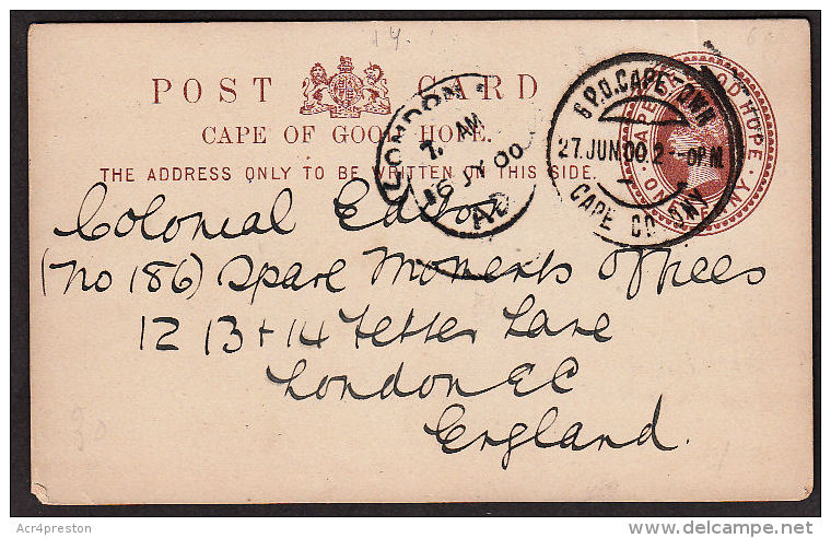 C0198 CAPE OF GOOD HOPE 1900, Letter Card Cape Town To London, UK - Cap De Bonne Espérance (1853-1904)