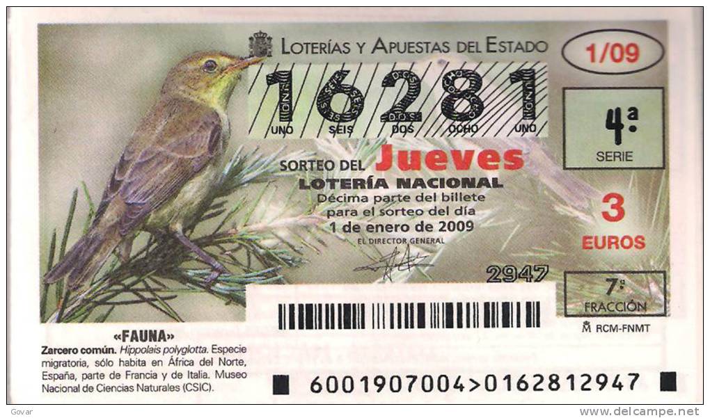 AÑO COMPLETO DE LOTERIA NACIONAL DEL JUEVES DEL 2009 - Billetes De Lotería