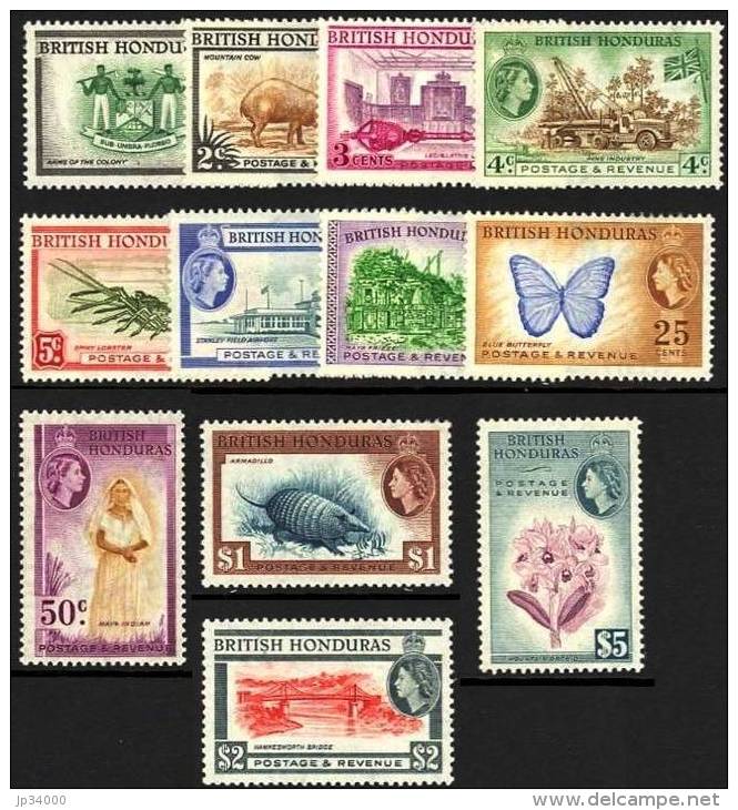 HONDURAS BRITANIQUE Papillons, Fleur,faune, Armoirie. Yvert N°147/58 ** Neuf Sans Charniere. MNH - Honduras Británica (...-1970)
