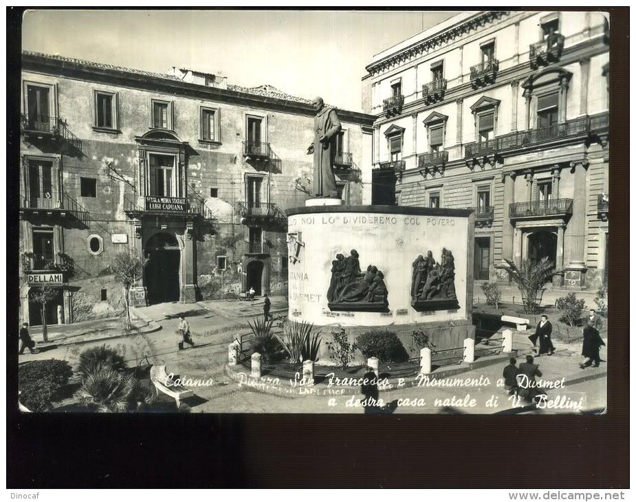 CATANIA PIAZZA S FRANCESCO MONUMENTO DUSMET CASA BELLINI ANIMATA 1955 - Mazara Del Vallo