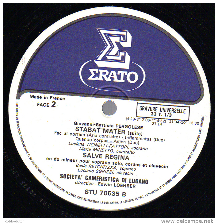 * LP *  G.B. PERGOLESE - STABAT MATER / SALVE REGINA (France EX!!!) - Classical