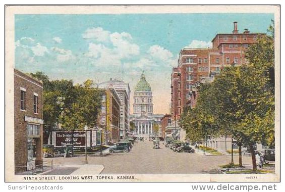 Kansas Topeka Ninth Street Looking West 1926 - Topeka