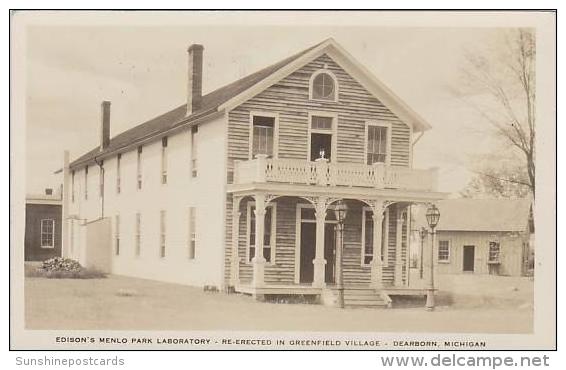 Michigan Dearborn Edisons Menlo Park Laboratory Real Photo RPPC - Dearborn