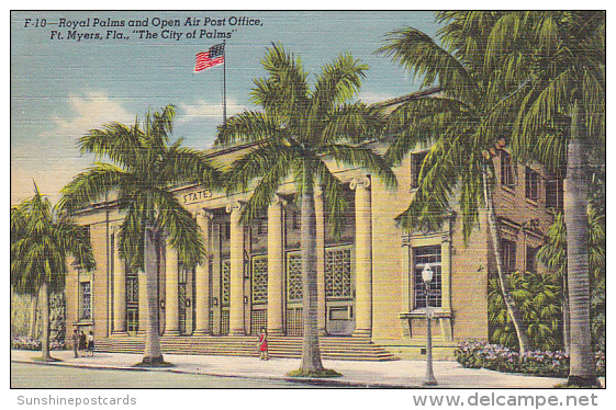 Florida Fort Myers Royal Palms And Open Air Post Office Curteich - Fort Myers