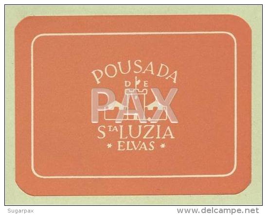 ELVAS &#9830; POUSADA DE SANTA LUZIA &#9830; PORTUGAL &#9830; VINTAGE LUGGAGE LABEL &#9830; 2 SC - Hotel Labels