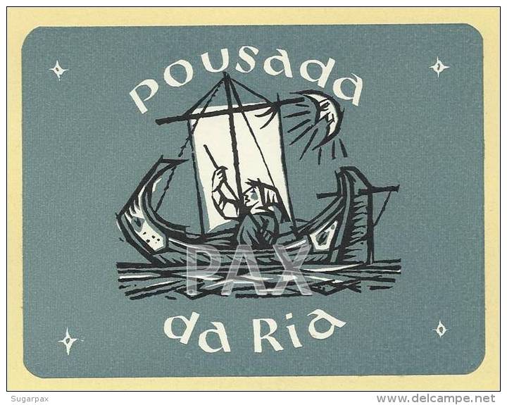 TORREIRA - AVEIRO &#9830; POUSADA Da RIA &#9830; PORTUGAL &#9830; VINTAGE LUGGAGE LABEL &#9830; 2 SCANS - Hotel Labels