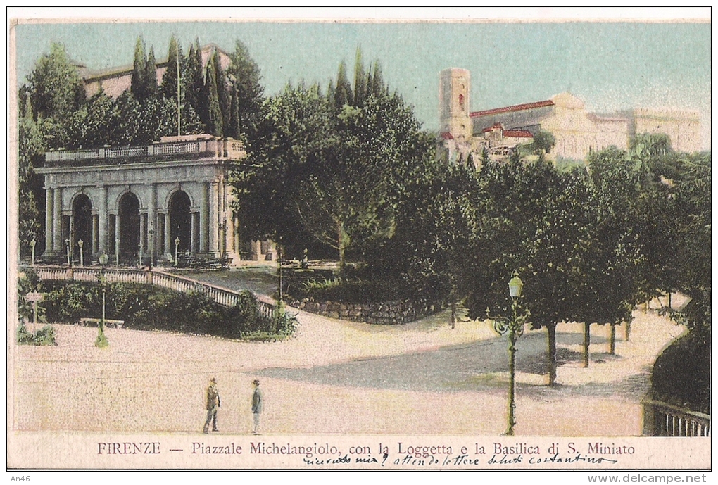 TOSCANA-  FIRENZE " Piazzale Michelangiolo, Con La Loggetta E La Basilica" BEN CONSERVATA 100% ORIGINALE D´ EPOCA - Firenze