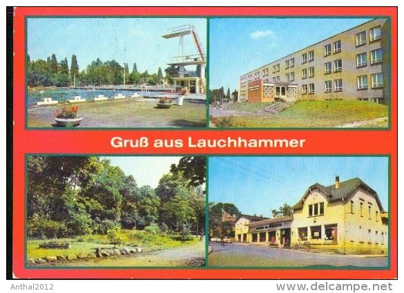 Gruss Aus Lauchhammer Schwimmbad Plattenbau Schule Geschäft 1986 - Lauchhammer