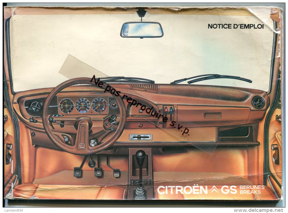 - NOTICE D'EMPLOI - CITROËN GS, Acheté En 1978, Usagé, 58 Pages, Scans. - Caza & Pezca