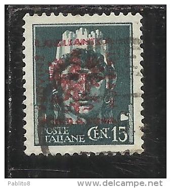 OCCUPAZIONE ITALIANA ITALY OVERPRINTED SOPRASTAMPATO ITALIA 1944 LUBIANA TEDESCA GERMAN OCCUPATION CENT.15c USATO USED - Occ. Allemande: Lubiana