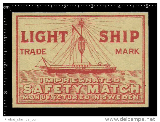 Poster Stamp - Sweden Matchbox Label - Transport Ship Schiffe Lightship Feuerschiff - Boites D'allumettes - Etiquettes