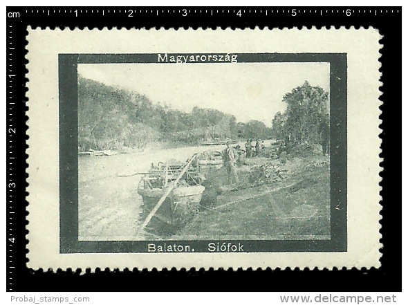 Old Original Hungarian Poster Stamp (advertising Cinderella,reklamemarke ) Lake Balaton Hungary - Ship Boat Boot See - Bateaux