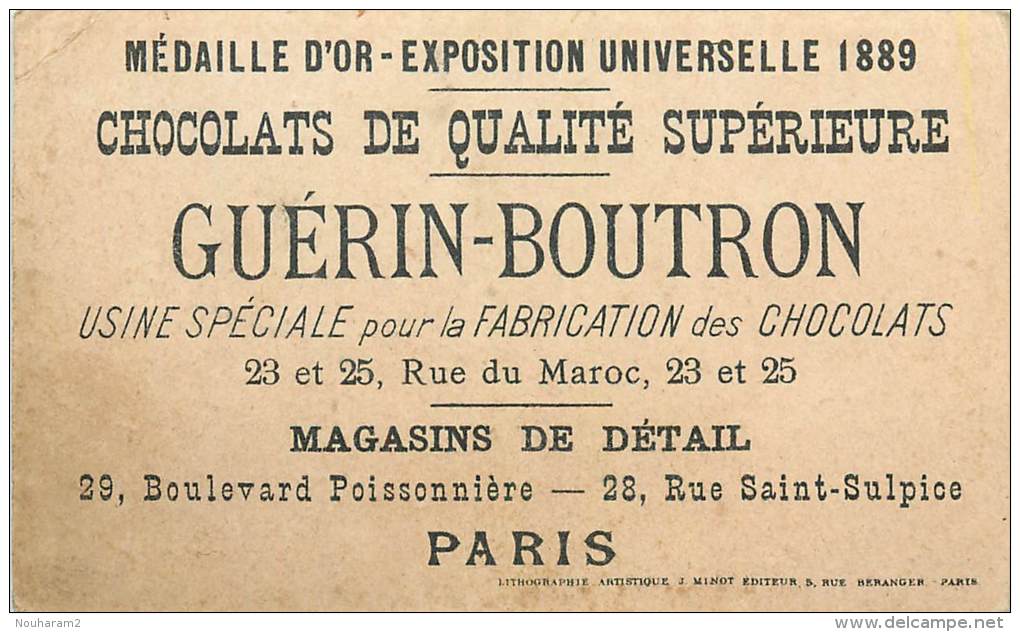 Chromos Réf. C790. Chocolat Guérin-Boutron - Femme, Fillette, Jeu, Indigent - Guérin-Boutron