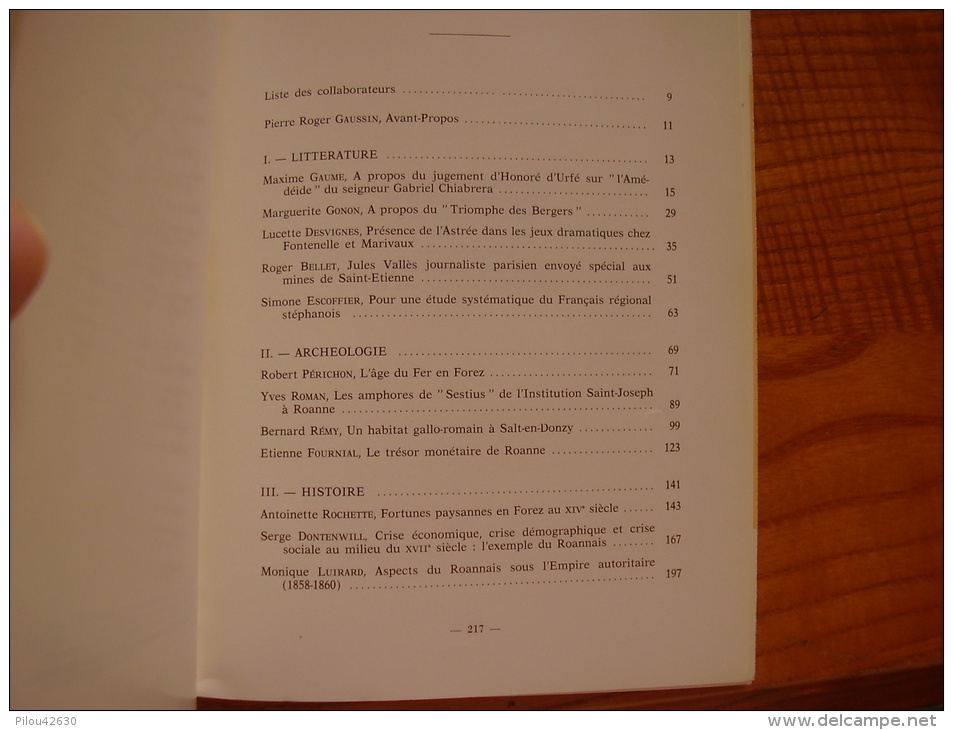 Etudes Foréziennes Saint Etienne : Mélanges V Littérature, Archéologie, Histoire . Photos Croquis, Cartes - Rhône-Alpes