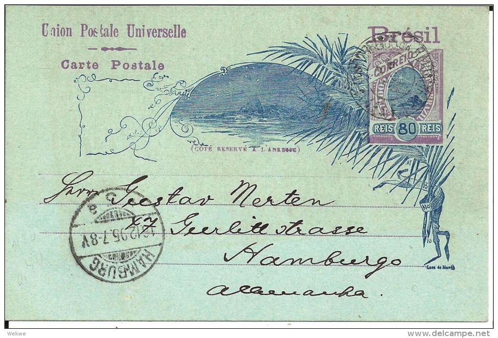 BRA145/ BRASILIEN -  Ascher 23bII Hafen Von Rio. Ausgabe1895. Bereits 1896 Durch Neue Ausgabe Ersetzt! Auslandskarte! - Storia Postale