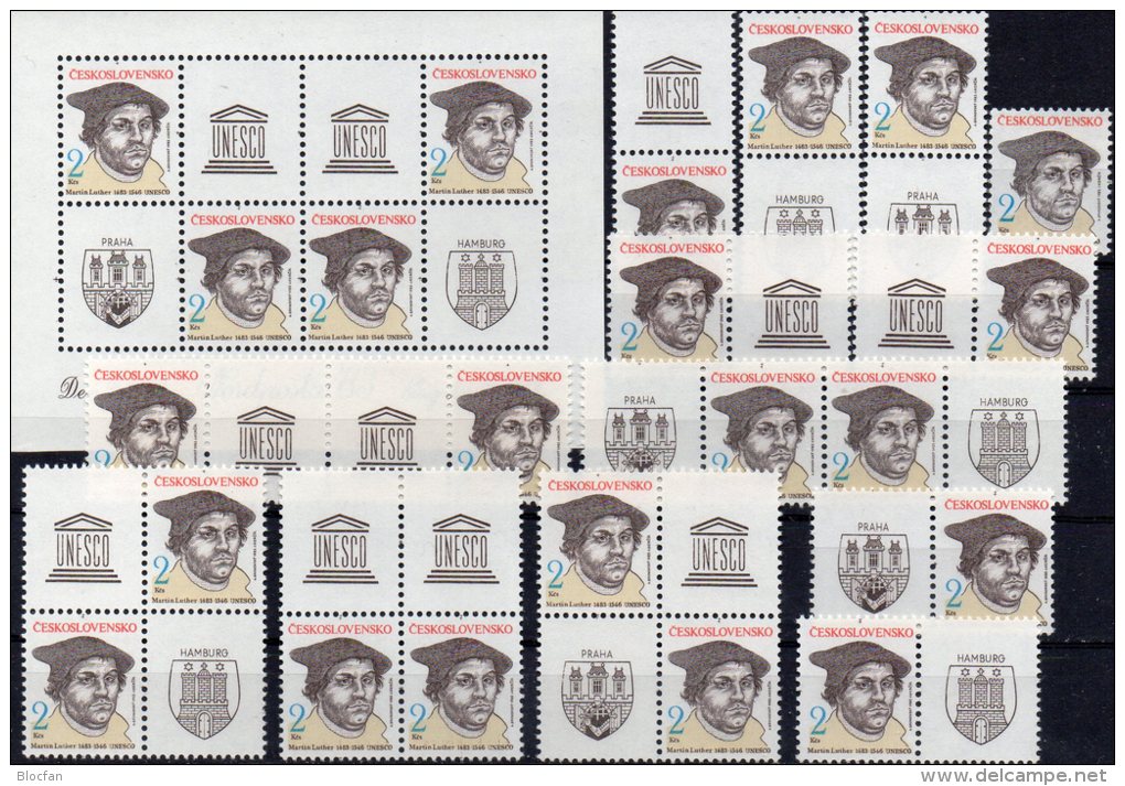 Hamburg Expo Nordposta 1983 CSSR 2701,9xZD,3VB+Block 56 ** 110€ Luther Philatelic Bloc Wap Se-tenant Bf Tschechoslowakei - Lots & Kiloware (mixtures) - Max. 999 Stamps