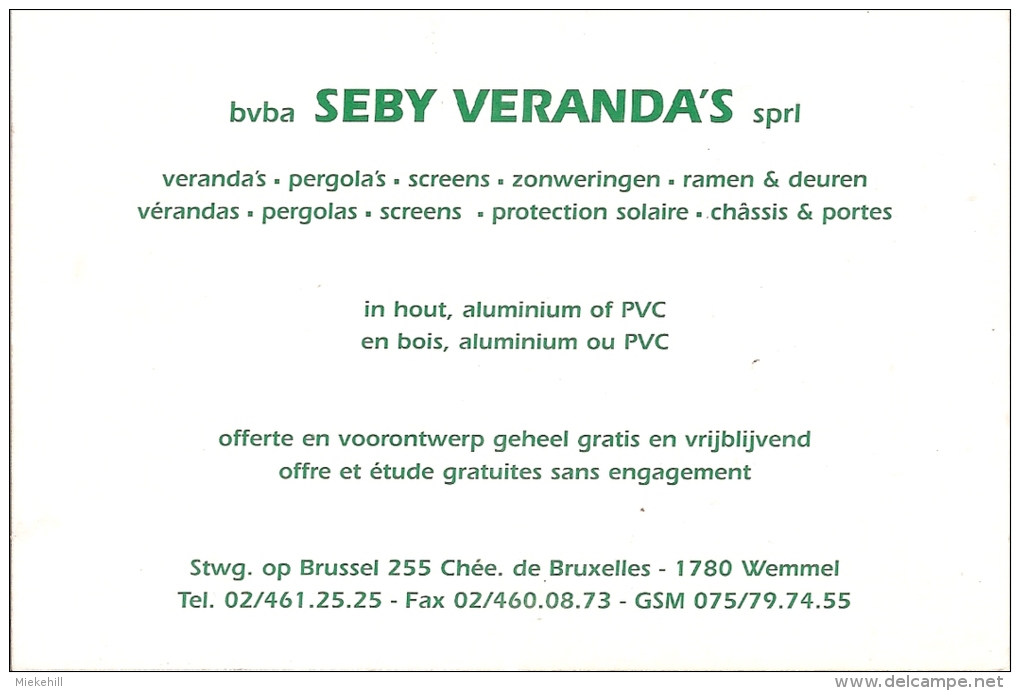 WEMMEL-SEBY VERANDA's-CHAUSSEE DE BRUXELLES-CARTE PUBLICITAIRE - Wemmel