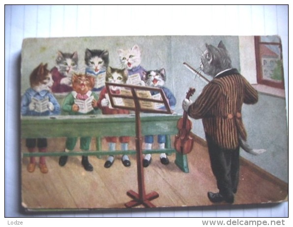 Poezen Chats Humanisé Katzen Dressed Cats Singing Arthur Thiele ? - Thiele, Arthur