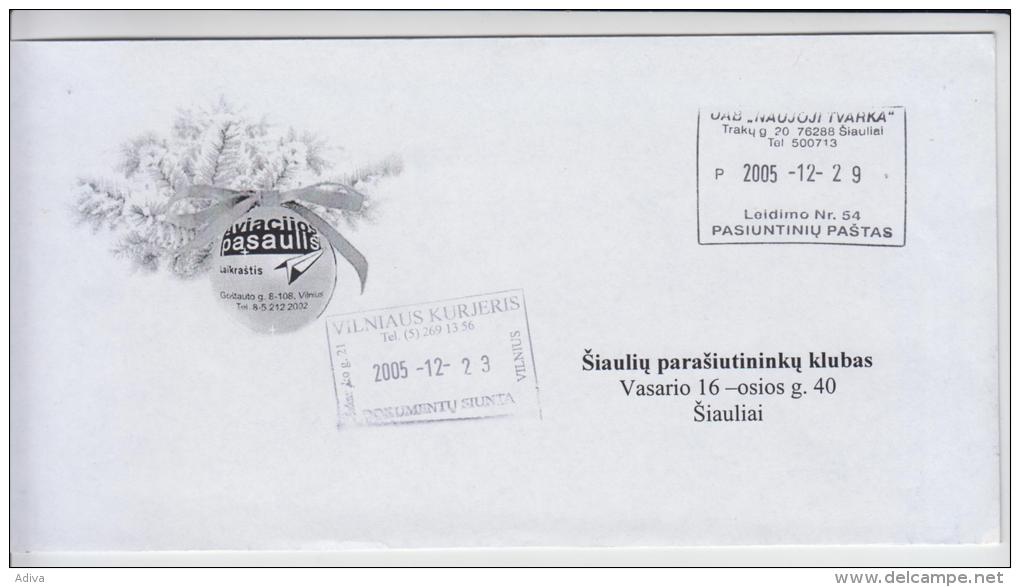 Lithuania  Private Postal Service 2005.12.23 Letter Send To Parachuting Club - Parachutting