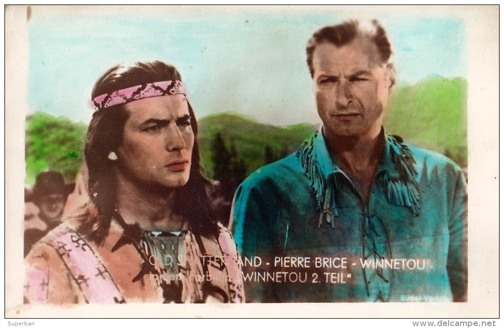 ACTEURS : PIERRE BRICE Et LEX BARKER / SCÈNE DE CINÉMA : "WINNETOU..." - VRAIE PHOTO ANCIENNE - ANNÉE ~ 1965 (o-071) - Schauspieler