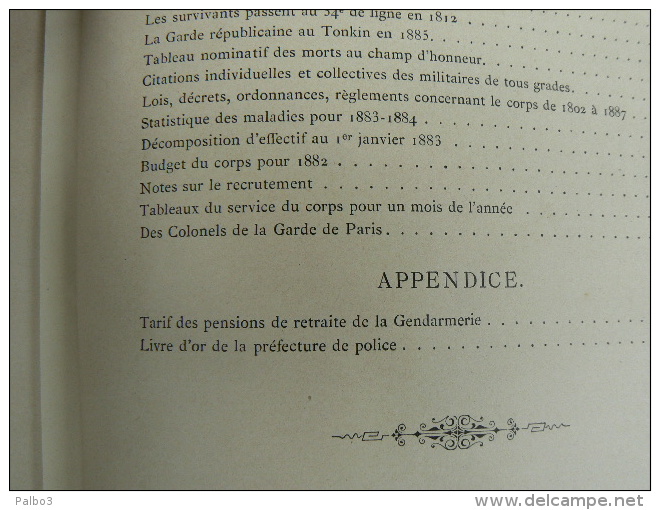 livre histoire des corps de troupe service de la ville de paris garde republicain gendarmerie gravure