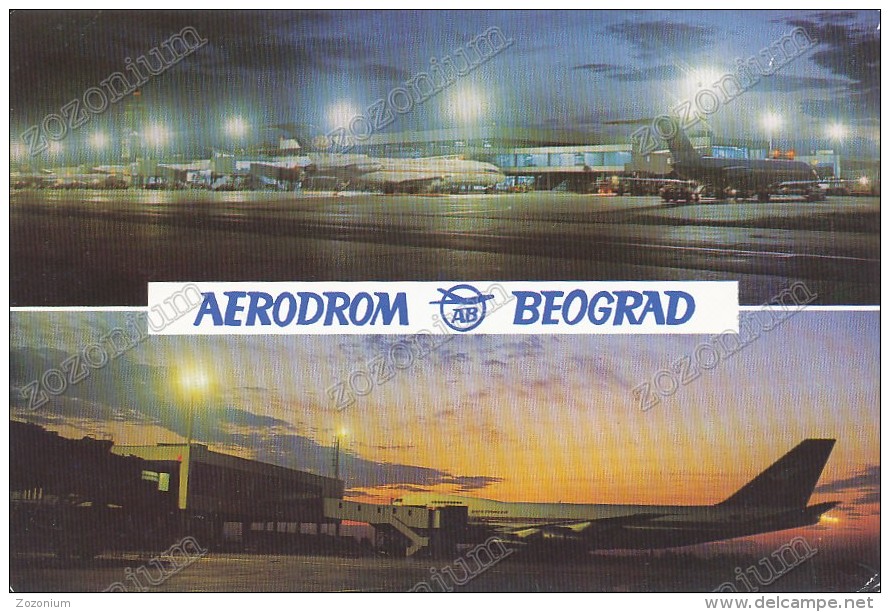 AERODROM, AIRPORT, BEOGRAD, BY NIGHT, SERBIA Vintage Old Postcard - Zambie