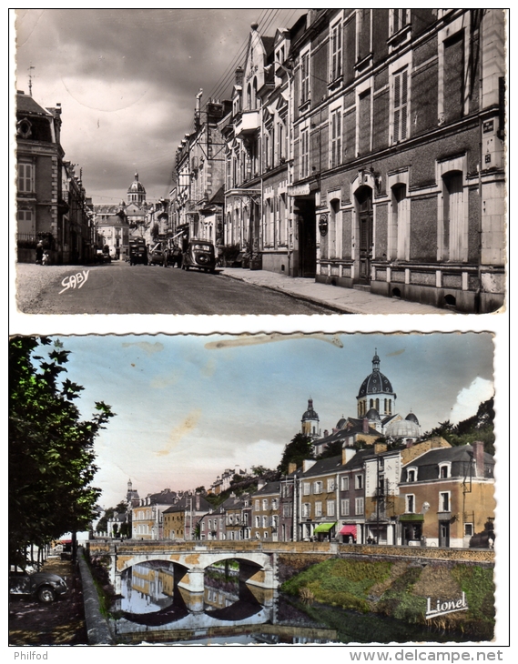 Segre, Rue Lazare Carnot  / LE PONT SUR L' OUDON ET L' ÉGLISE DE LA MADELEINE  : 2 Cartes - Segre