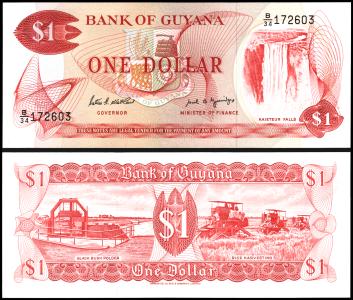 Guyana #21f, 1 Dollar, ND (1989), UNC / NEUF - Guyana