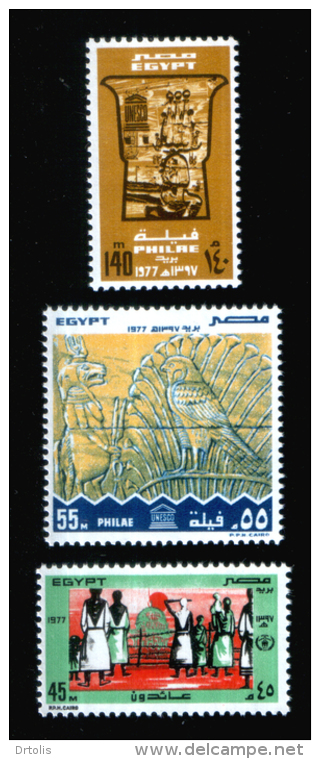 EGYPT / 1977 / PALESTINE / UN / UNRWA / UNESCO / REFUGEES / BARBED WIRE / DOME OF THE ROCK / SUBMERGED PHILAE TEMPLES - Neufs