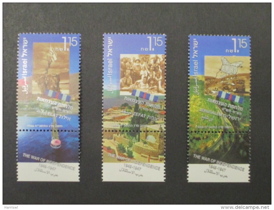 ISRAEL 1998 WAR OF INDEPENDANCE MINT TAB  SET - Unused Stamps (with Tabs)