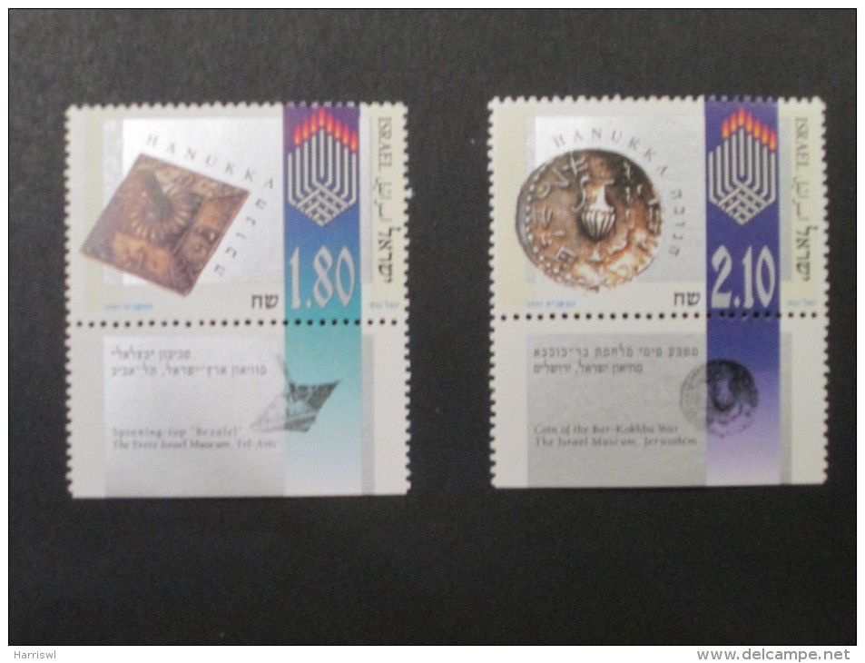 ISRAEL 1997 HANUKKAH  MINT TAB  SET - Unused Stamps (with Tabs)