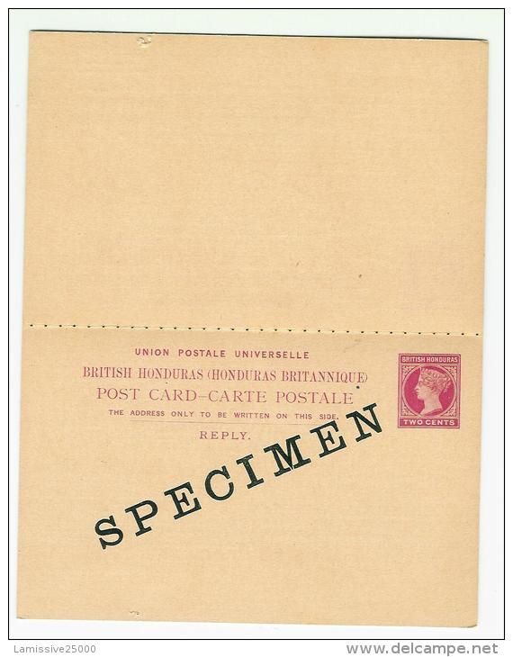 BRITISH HONDURAS  PROTECTORATE ENTIER POSTAL CARTE AVEC LA REPONSE  SPECIMEN  POSTAL STATIONERY - Honduras Britannico (...-1970)