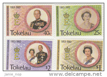 Tokelau-1993 40th Anniversary Coronation Queen Elizabeth 186-189 MNH - Tokelau