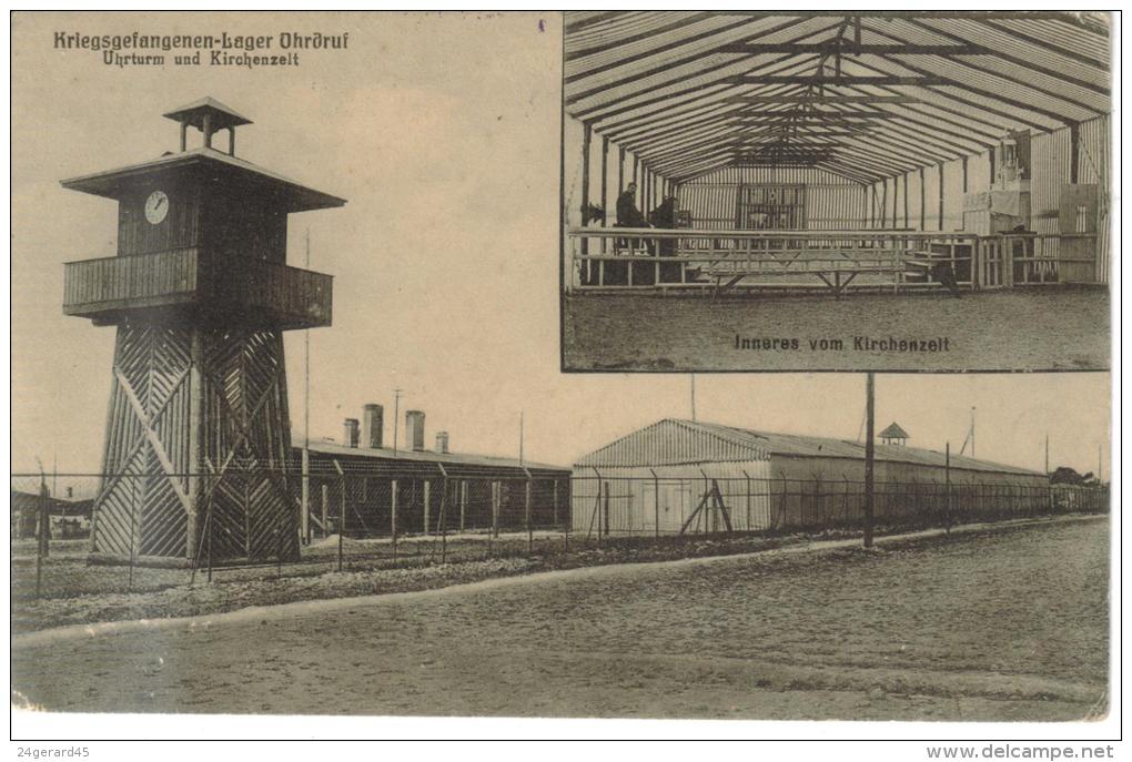 CPSM MILITAIRE OHRDRUF (Allemagne-Thuringe) - Camp De Prisonniers 1914/18 : 2 Vues Uhrturm Und Kirchenzelt - Autres & Non Classés