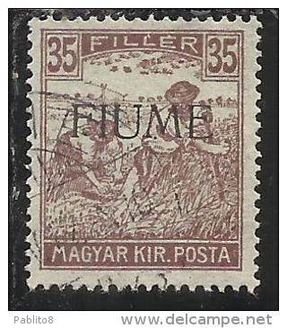 FIUME 1916 - 1917 MIETITORI E VEDUTA 35 F TIMBRATO USED - Fiume