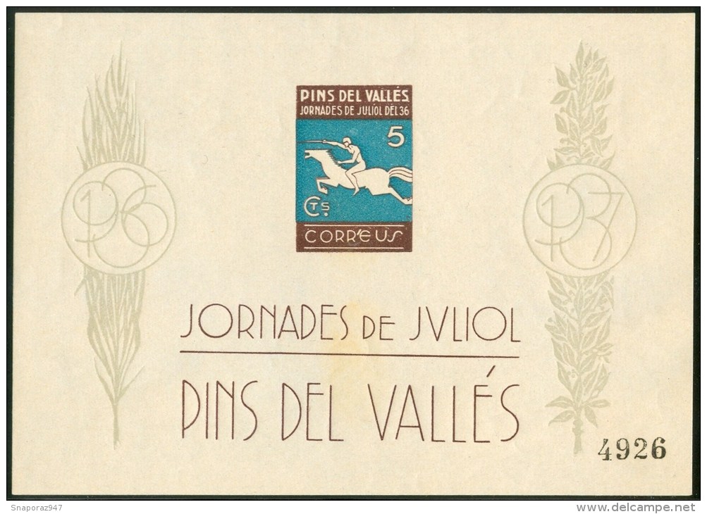 1937 Pins Del Vallès "Spagna Guerra Civile" Cavalli Horses Chevaux -Gr - Emissioni Nazionaliste