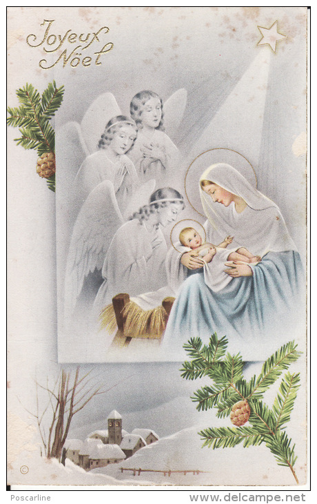 Joyeux Noël, Nativité, Les Anges Près De L'enfant Jésus ( 2 Scans ) - Autres & Non Classés