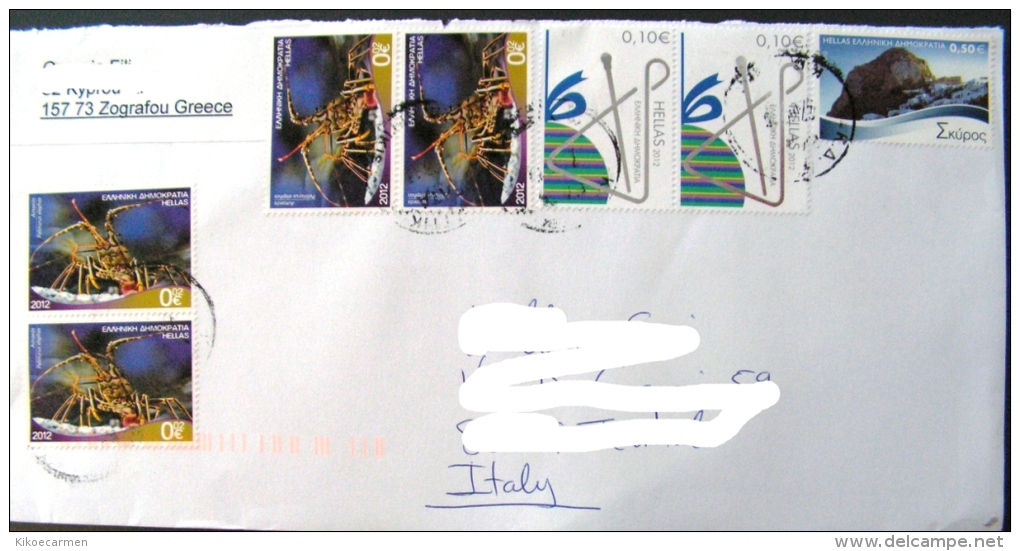 GREECE HELLAS 2012 2010 2013 Marine Life SEA Tourism Island Mountain Used Complete Cover - Storia Postale