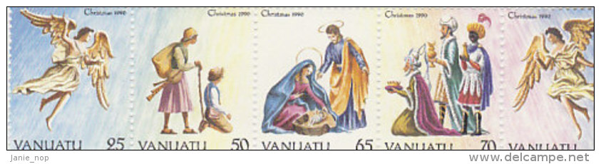 Vanuatu-1990 Christmas 531a-e MNH - Vanuatu (1980-...)