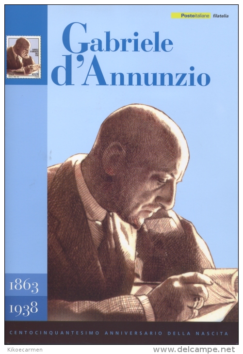 Prezzo Facciale 18 Euro! ITALIA 2013 FOLDER Gabriele D'ANNUNZIO , 150° ANNIVERSARIO DELLA NASCITA Literature Art Writer - Pochettes