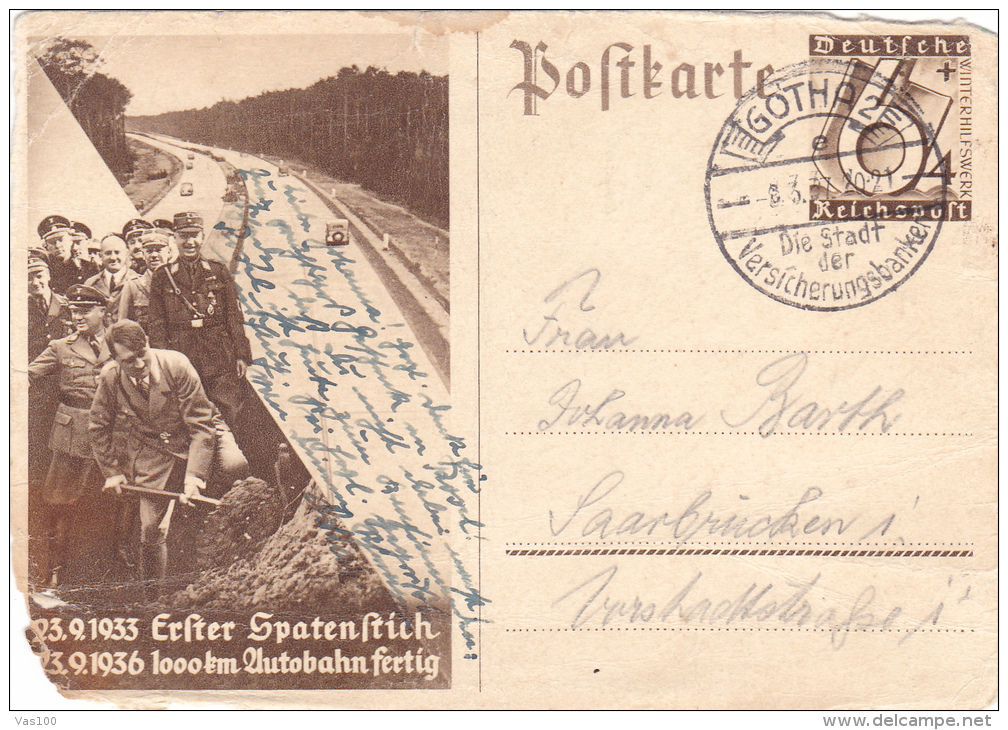 POSTCARD STATIONERY, ENTIRE POSTAUX,DEUTCHE,HITLER, PROPAGANDA COMMUNISTE, 1937, GERMANY - Cartoline - Usati