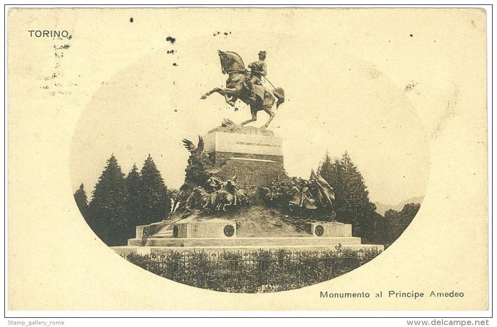 CARTOLINA  - MONUMENTO AL PRINCIPE AMEDEO  DUCA D'AOSTA - TORINO - PIEMONTE - VIAGGIATA NEL 1921 - Andere Monumenten & Gebouwen