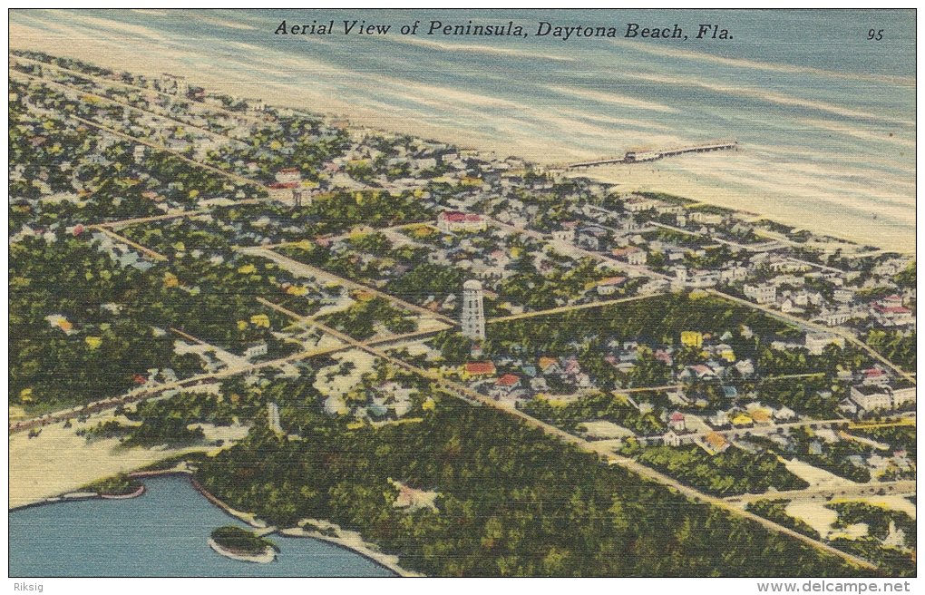 Aerial View Of Peninsula, Daytona Beach Florida.  A-2592 - Daytona