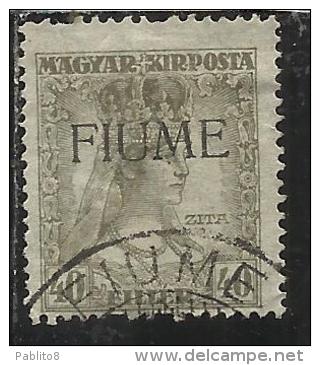 FIUME 1918 CARLO E ZITA 40 F TIMBRATO USED - Fiume