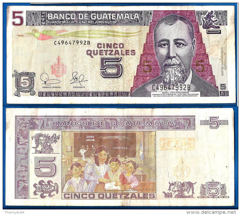 Guatemala 5 Quetzales 2003 Enfant Ecole  Skrill Paypal OK - Guatemala