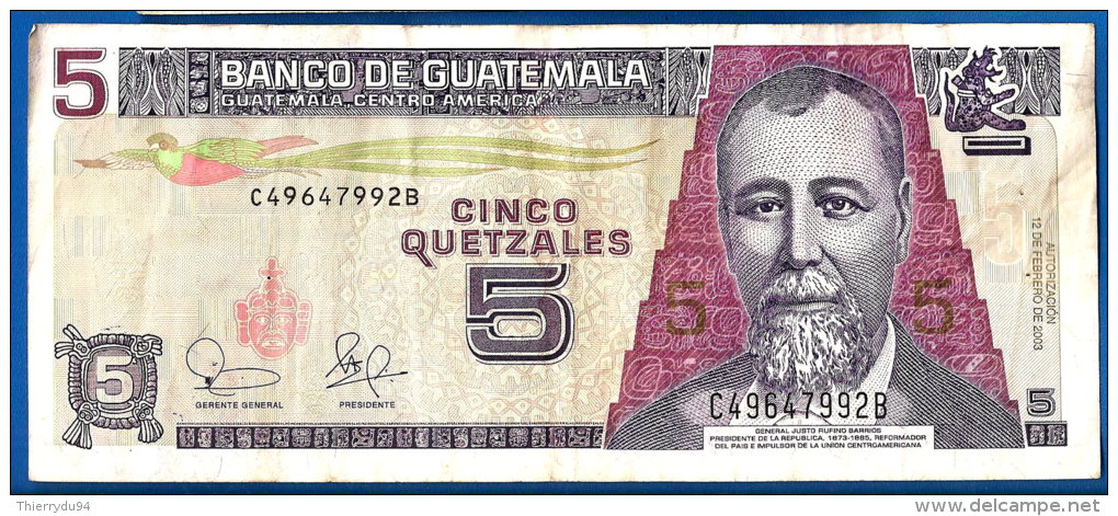 Guatemala 5 Quetzales 2003 Enfant Ecole  Skrill Paypal OK - Guatemala