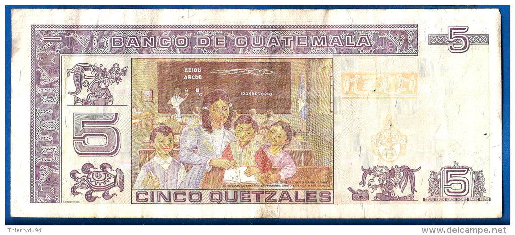 Guatemala 5 Quetzales 2003 Enfant Ecole  Skrill Paypal OK - Guatemala