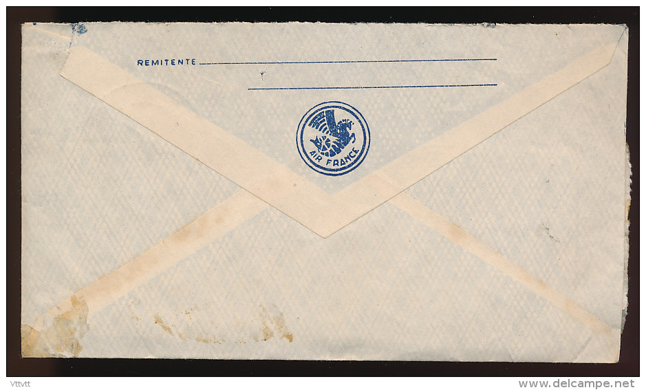 Enveloppe (1940) ARGENTINA - FRANCIA, Via Aerea - Air France, Air Mail, Por Avion, Metan - Caudiran (Gironde) Recommandé - Storia Postale